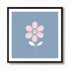 A White And Pink Flower In Minimalist Style Square Composition 366 Art Print