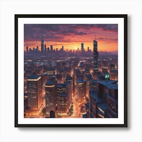 Sunset Cityscape Poster