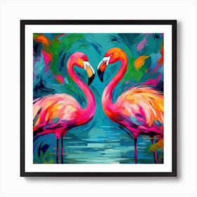 Flamingos In Love 1 Art Print