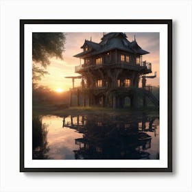 House By The Lake Art Print