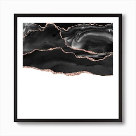 Black & Rose Gold Agate Texture 05 Art Print