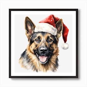 German Shepherd Santa Hat 3 Art Print