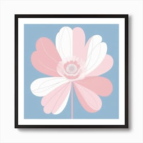 A White And Pink Flower In Minimalist Style Square Composition 114 Art Print