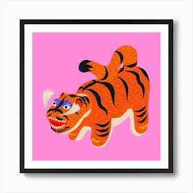 Hariko No Tora Pink Tiger Doll Square Art Print