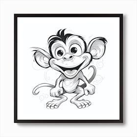 Monkey Drawing Art Print