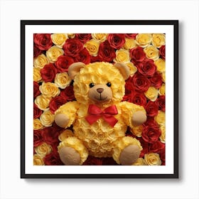 Teddy Bear With Roses 7 Art Print