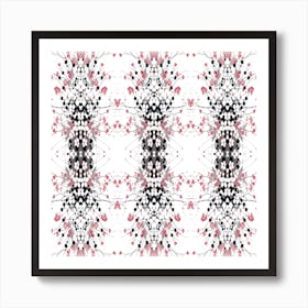 Delicate Flower Pattern Red Art Print