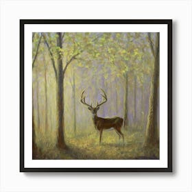 Deer In The Woods art print Art Print