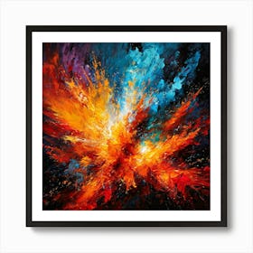 Vibrant Abstract Art with Explosive Colors and Textures Art Print