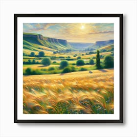 Sunset In The Wheat Field Art Print