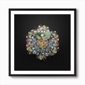 Vintage Sand Ginger Flower Wreath on Wrought Iron Black n.2876 Art Print