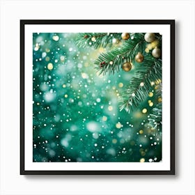 Abstract Concept Of Christmas Using Evergreen Branches As Main Subject Covered In Fine Glittering S 4 1 Art Print