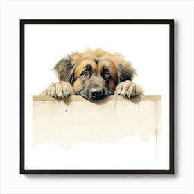 Dog Peeking Over The Fence 8 Art Print