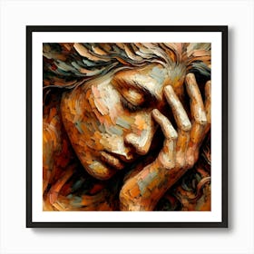 Emotional Abstract Woman Portrait - Modern Wall Art Art Print