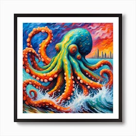 Colourful Kraken Art Print