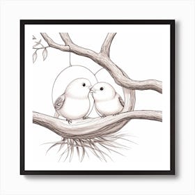 Two Birds In A Nest Art Print