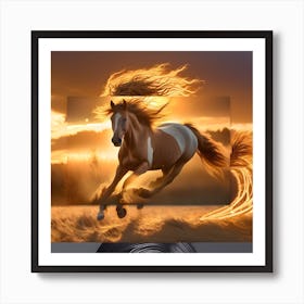 Horse In Flames Art Print