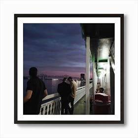 People On A Boat At Dusk In New Orleans Art Print