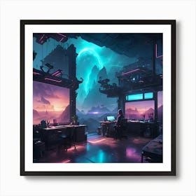 Futuristic Youtuber's Workspace Art Print