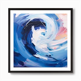 Pristine Oceans: Navy and Pastel Brushstrokes Unite Art Print