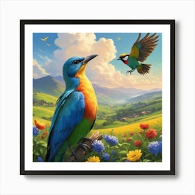 Bird In The Meadow Art Print