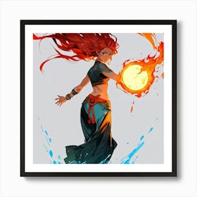 Fireball The Magic of Watercolor: A Deep Dive into Undine, the Stunningly Beautiful Asian Goddess Art Print