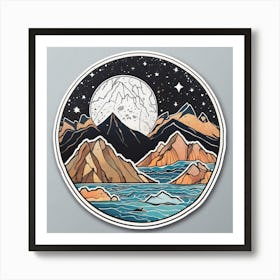 Moon And Mountains Art Print