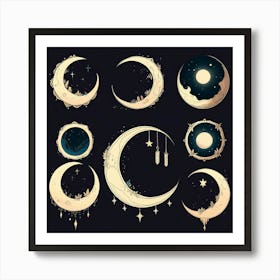 Moon And Stars 6 Art Print