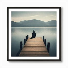 Man Sitting On A Dock 1 Art Print