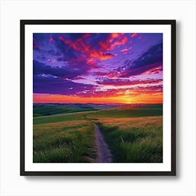 Sunset In The Field 1 Art Print