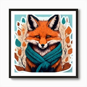 Fox In Scarf 2 Art Print