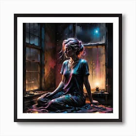 Girl In A Window Art Print