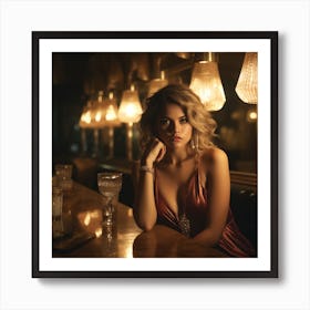  Selena  Drinking A Glass Of Gin In Nightclub At a bar  Art Print