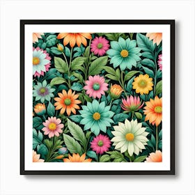 Seamless Floral Pattern 15 Art Print