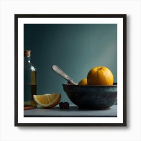 Still Life With Lemons And Oil Art Print