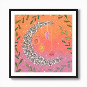 Daisies And Crystals Square Art Print