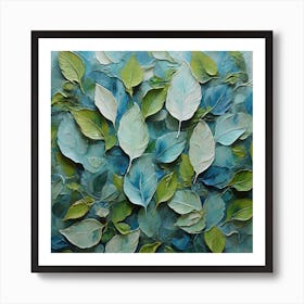 Fan of green-blue transparent leaves Art Print