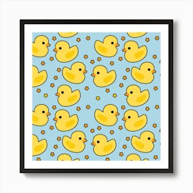 Ducks On A Blue Background Affiche