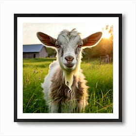 Grass Green Goat Farm Mammal Milk Farming Animal Meadow Head Canino No People Pasture S (1) Art Print