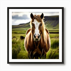 Grass Horse Rural Farm Nature Field Mammal Fast Horse Natural Animal Meadow Mane Friends (2) Art Print