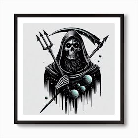 Skeleton With Scythe Art Print