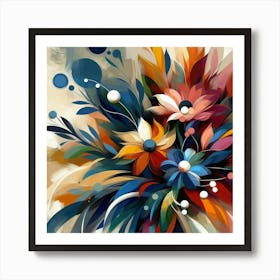 Abstract Floral Composition With Bold Brushstrokes And Vivid Colors, Style Abstract Expressionism 3 Art Print