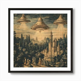 Alien Invasion Ancient Tapestry 2 Art Print