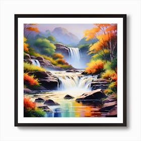 Waterfall Painting Art Print