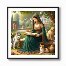 Islamic Woman Reading A Book Art Print