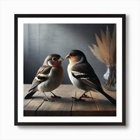 Firefly A Modern Illustration Of 2 Beautiful Sparrows Together In Neutral Colors Of Taupe, Gray, Tan 2023 11 23t012939 Art Print