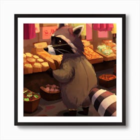 Raccoon looking for something to eat Art Print