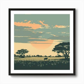 Sunset In The Savannah 1 Art Print