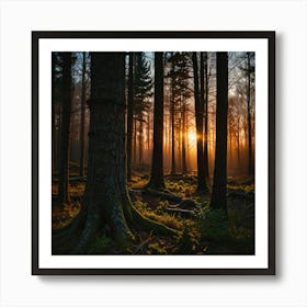 Sunset In The Forest Art Print 0 (1) Art Print