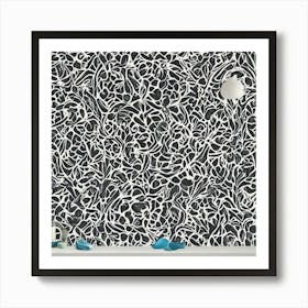 Abstract Black And White Wallpaper Art Print